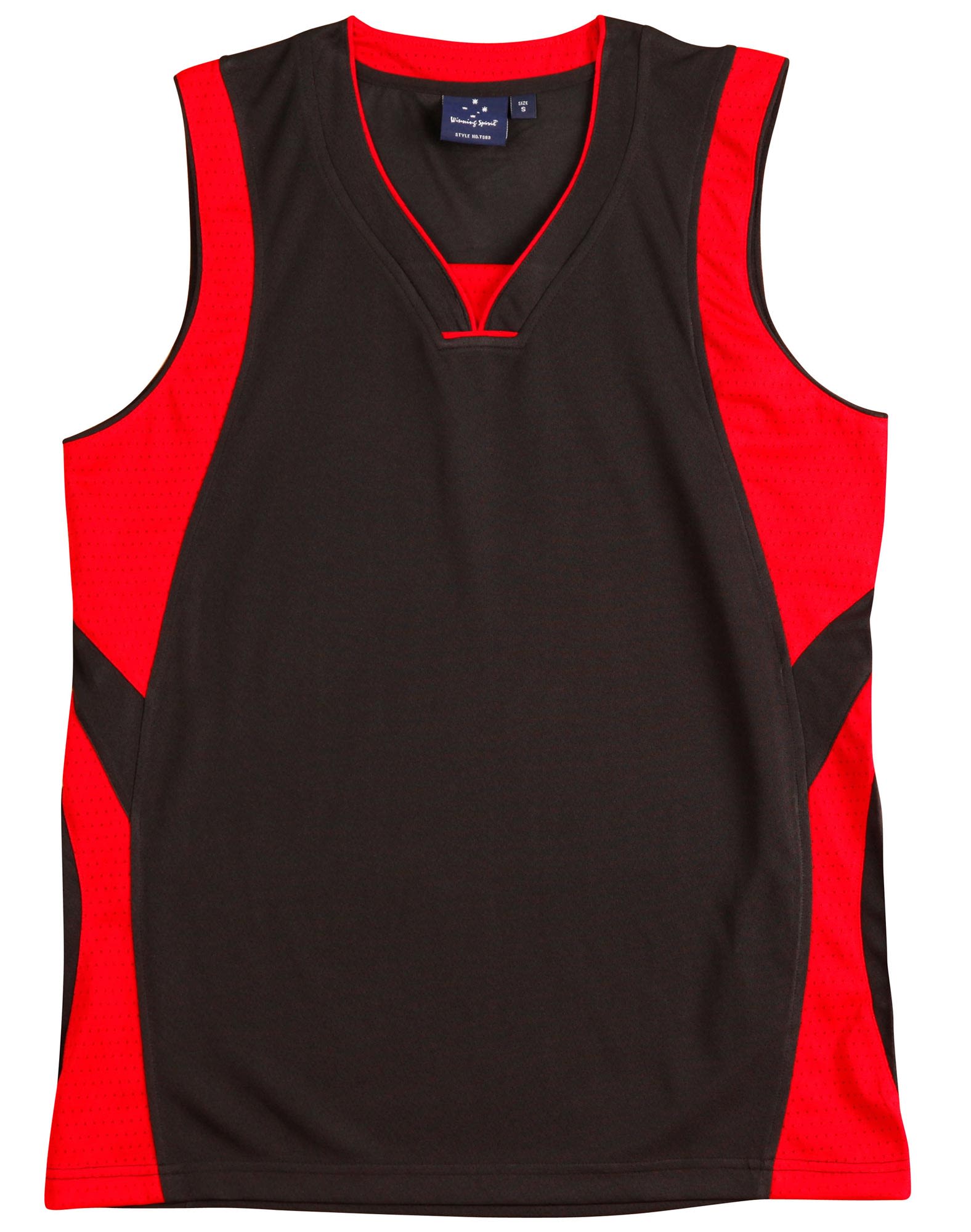 Kids CoolDry Basketball Contrast Colour Singlet TS83K | Black/Red