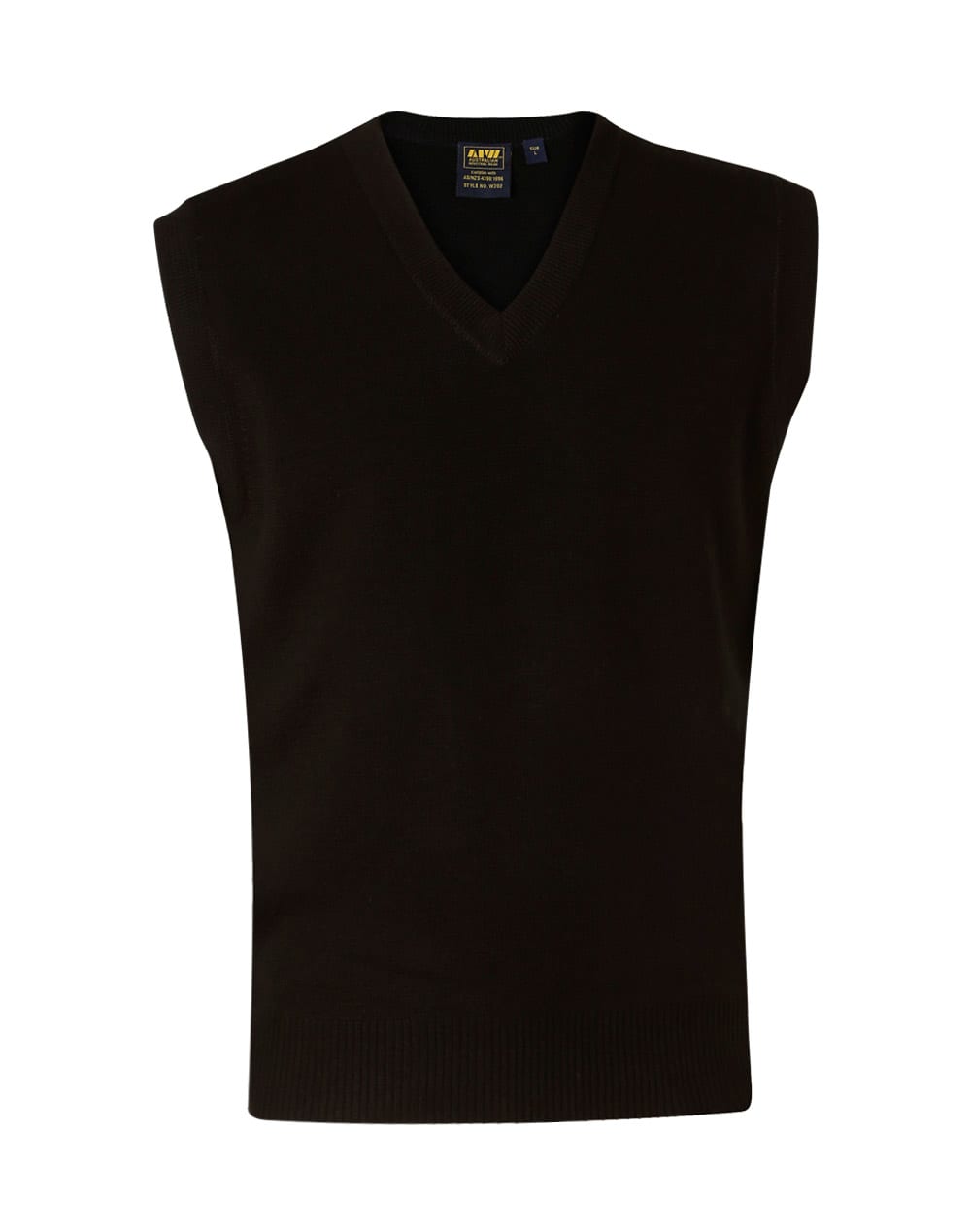 V-Neck Wool/Acrylic Knit Vest WJ02 | Black