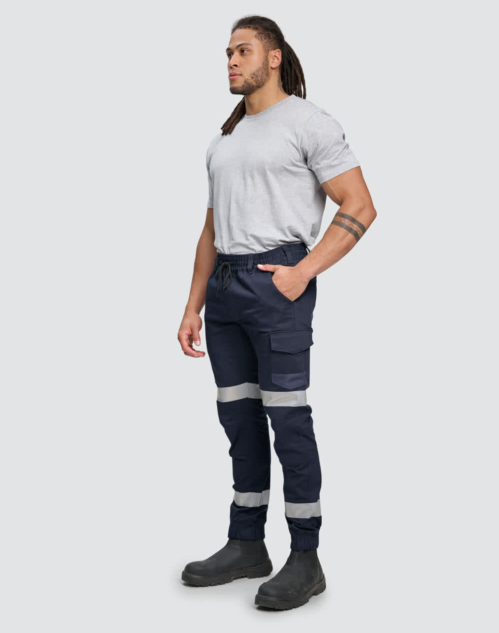 Cotton Stretch Drill Cuffed Work Pants With Tapes SH-WP28HV