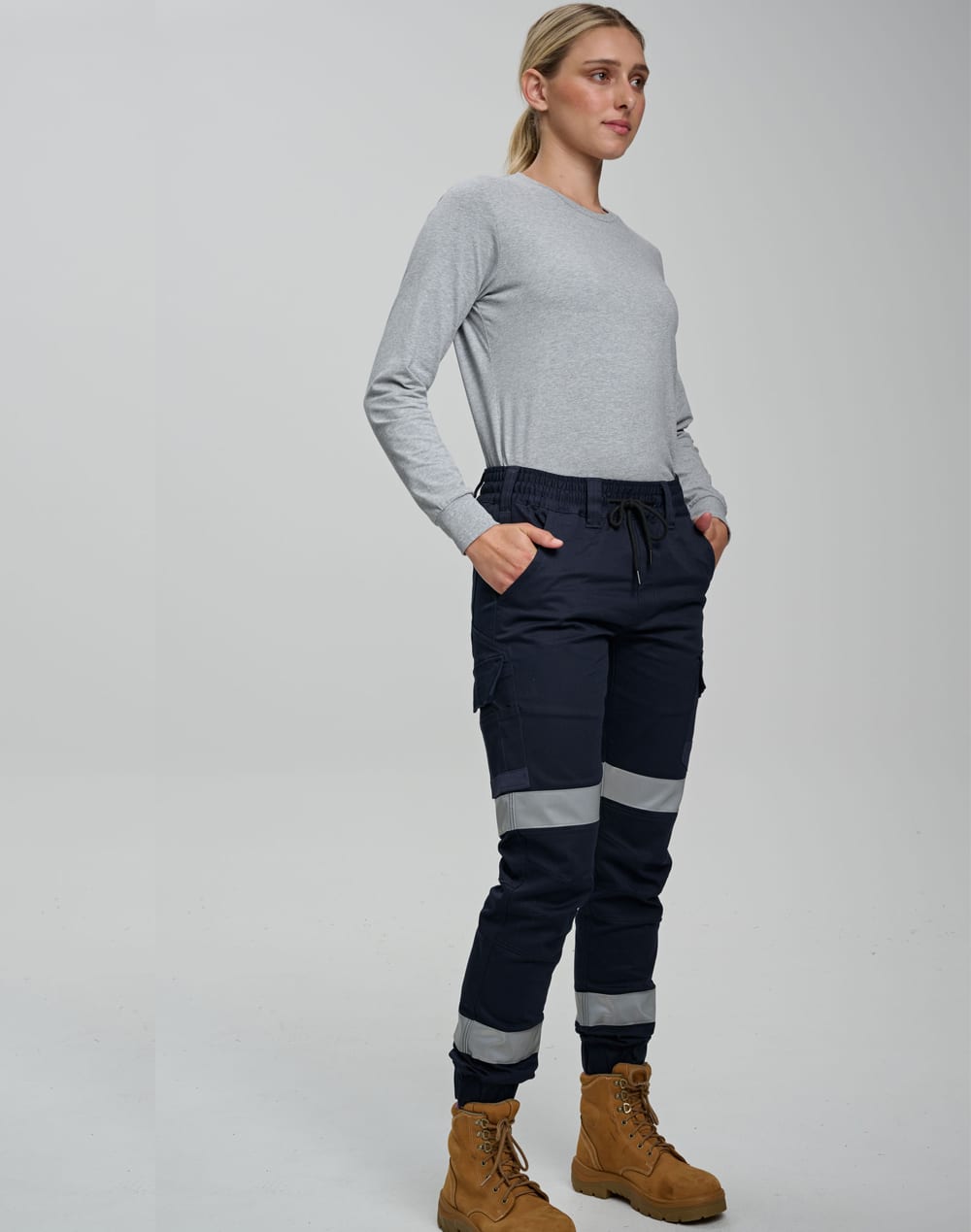 Cotton Stretch Drill Cuffed Work Pants With Tapes SH-WP28HV