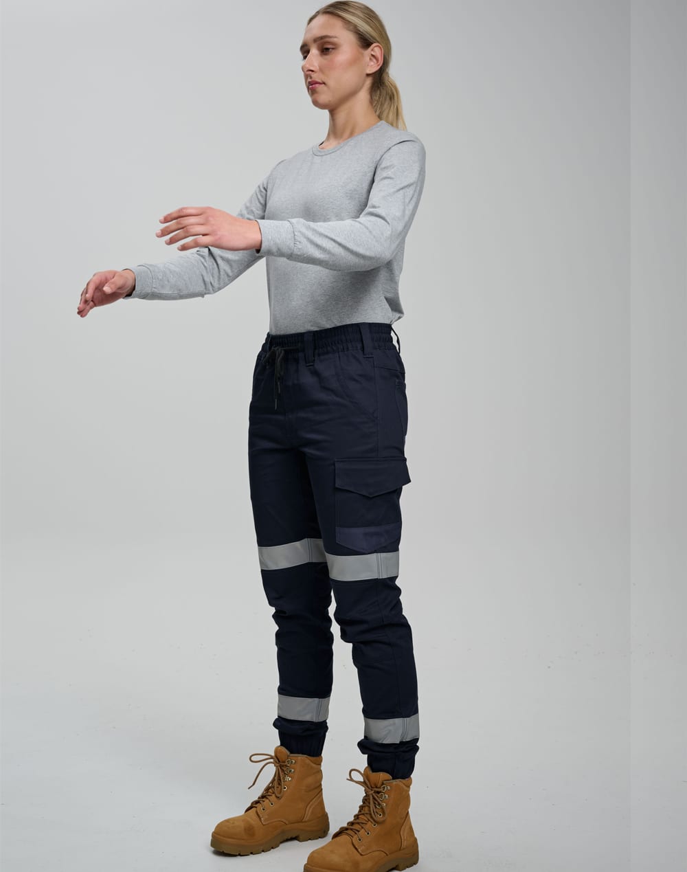 Cotton Stretch Drill Cuffed Work Pants With Tapes SH-WP28HV