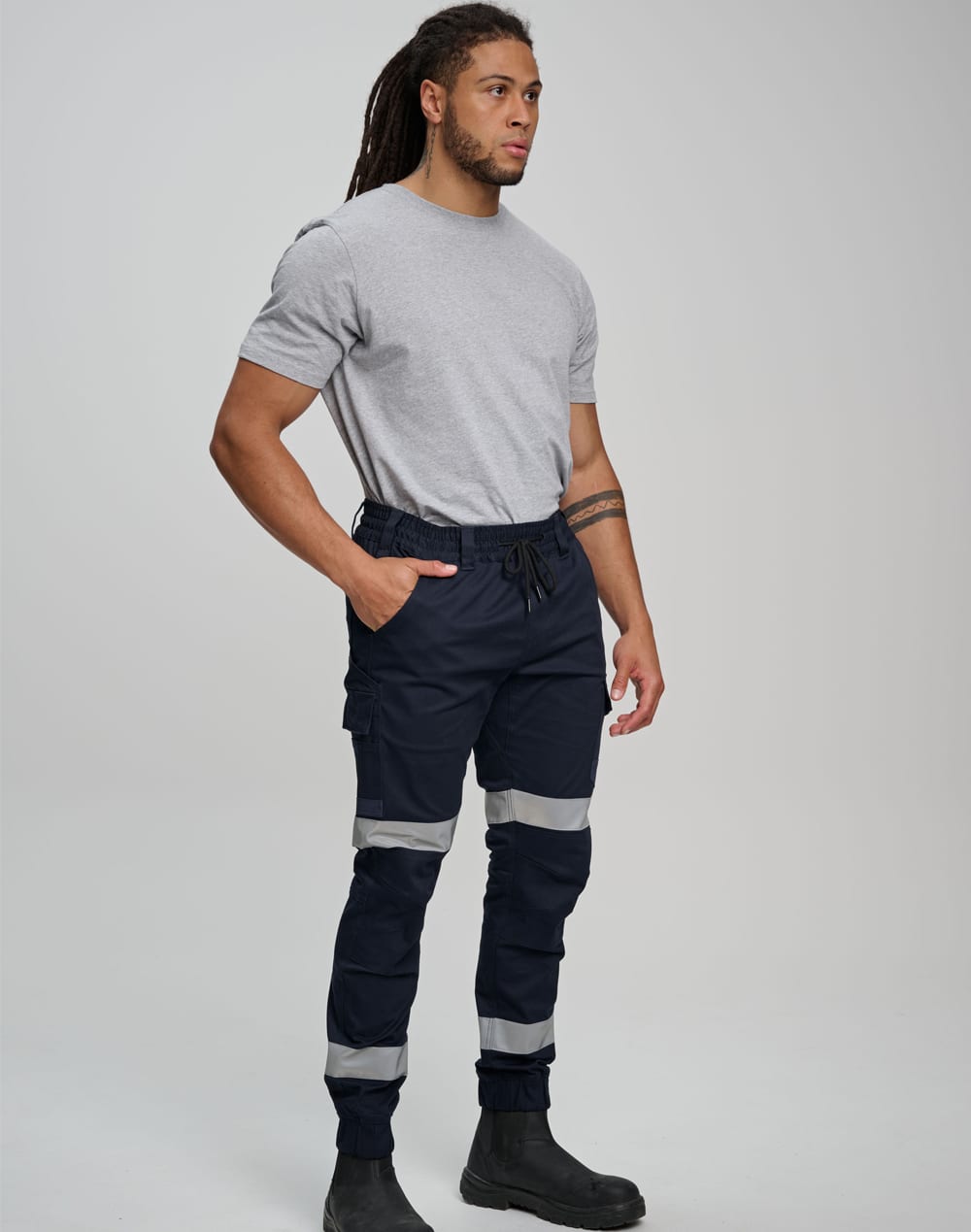 Cotton Stretch Drill Cuffed Work Pants With Tapes SH-WP28HV