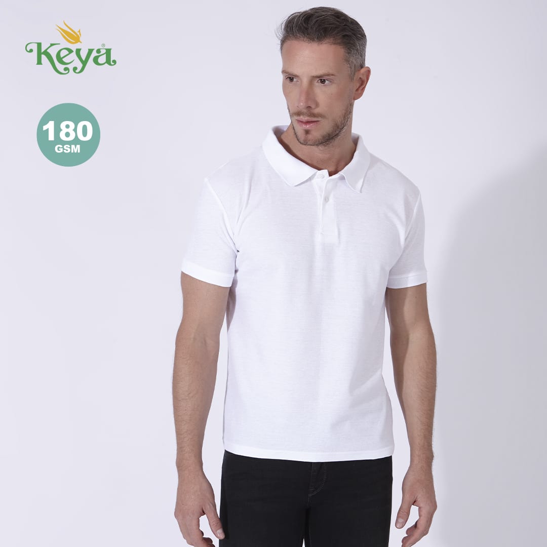 MPS180 Adult White Polo Shirt "keya"