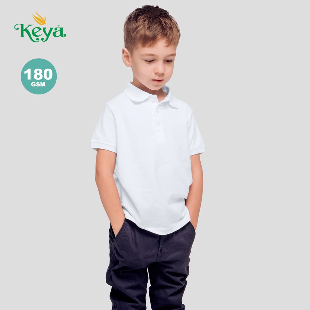 YPS180 Kids White Polo Shirt "keya"