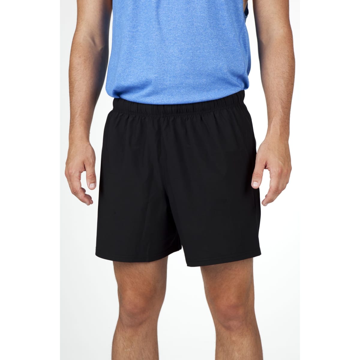 Men's FLEX shorts in black with a comfortable elastic waistband, featuring a four-way stretch design.