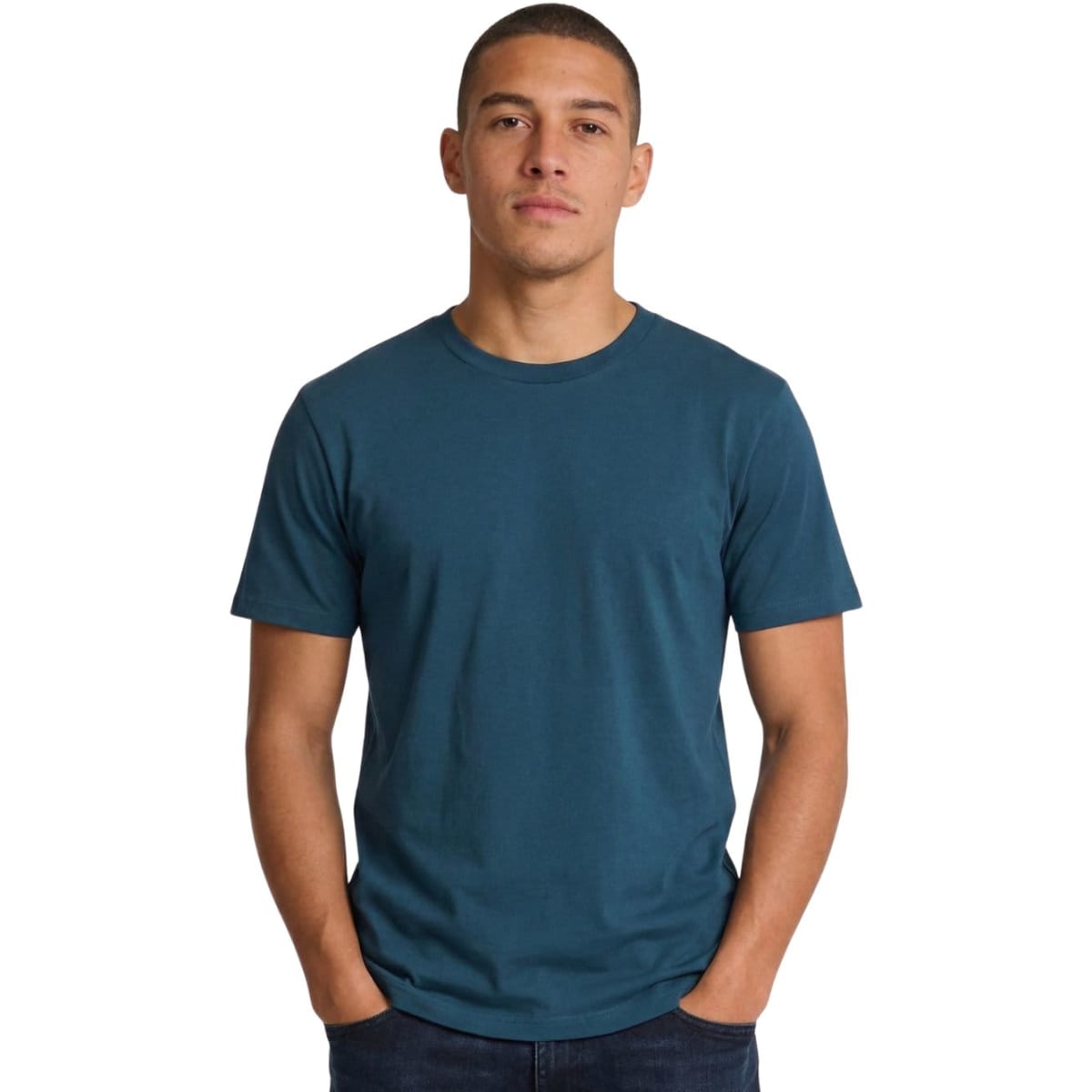 A black unisex Earth Care T-shirt featuring a classic crew neck design and a branding label.