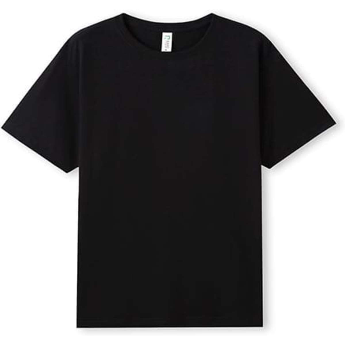 A black men's organic cotton T-shirt and a white women's organic cotton T-shirt displayed on models, featuring logos.