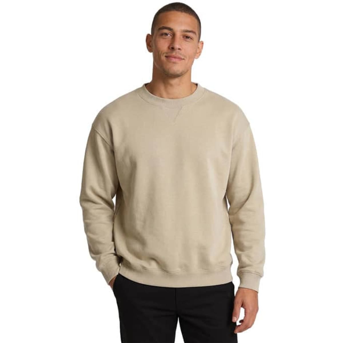 A light purple adult poly cotton fleece jumper with a crew neck and ribbed cuffs, featuring a logo.