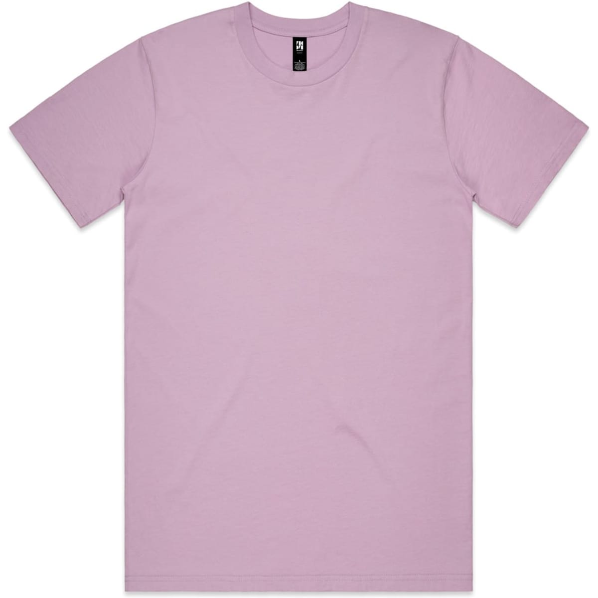 A lilac Classic Tee featuring a crew neck and short sleeves, with a logo on the label.