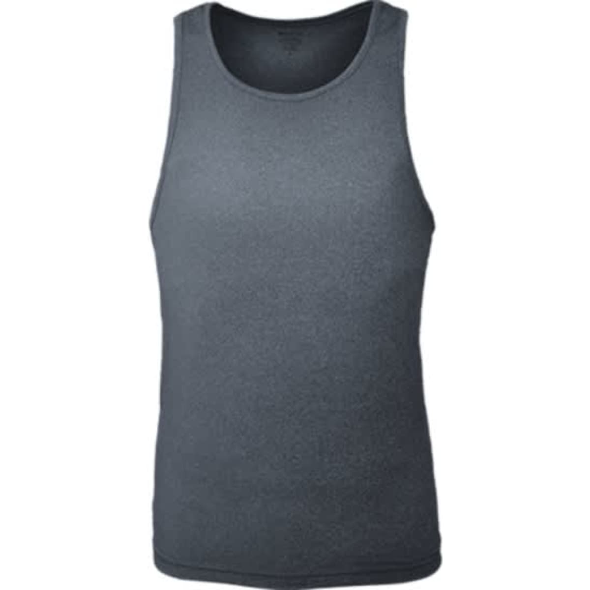 A grey men's athletics singlet with a sleeveless design and a simple fit. It features a logo on the front.