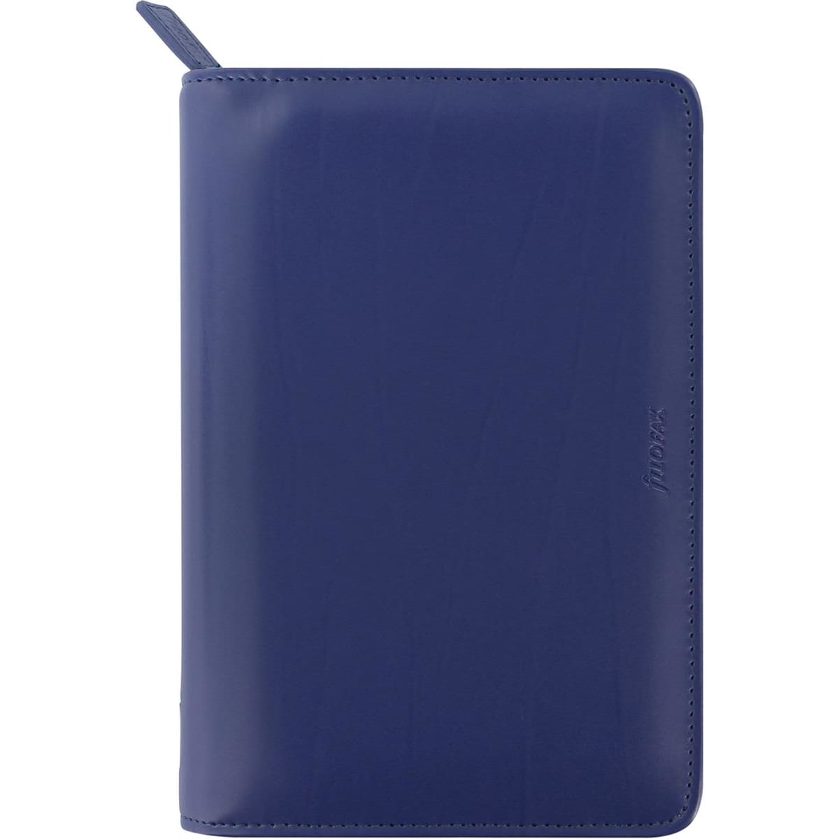 A navy zip organiser with a sleek design, featuring a branding logo on the surface.