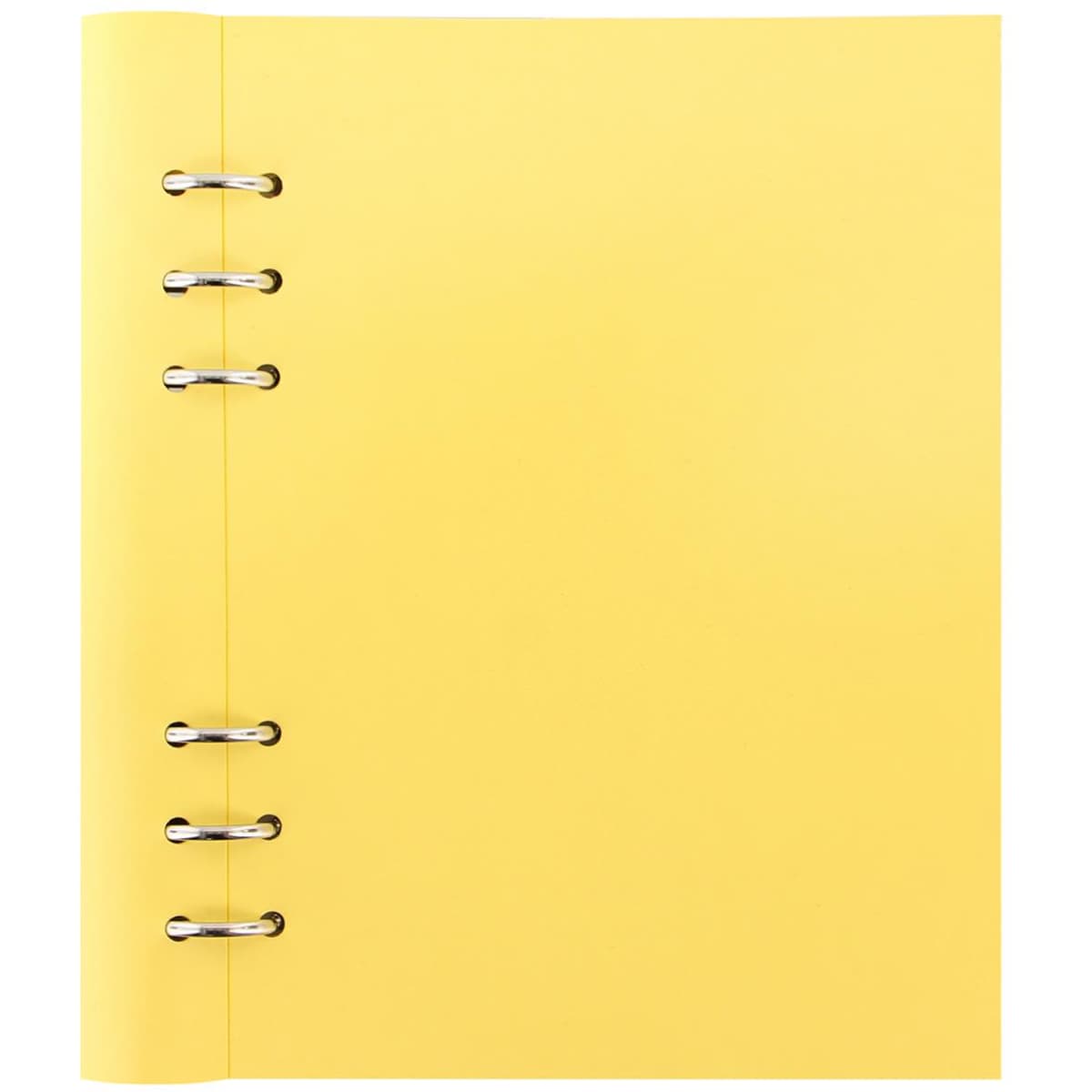 A yellow A5 clipbook with a ring binder mechanism, featuring a plain cover and no visible text.
