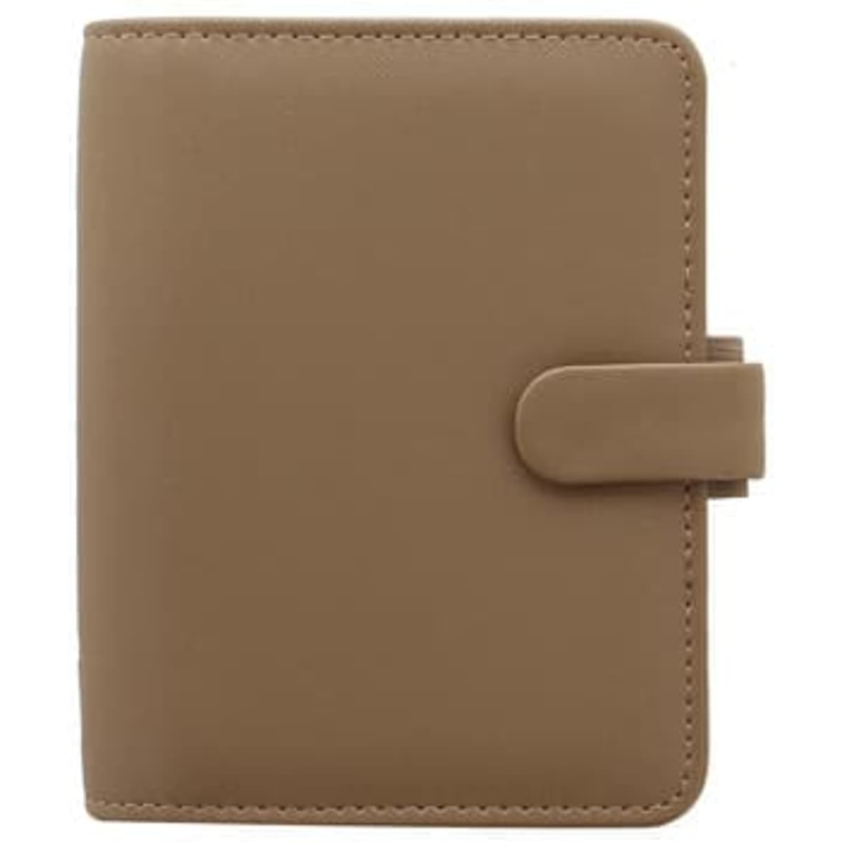 A fawn organiser with a smooth finish, featuring a flap closure and a branding logo. Ideal for office use.