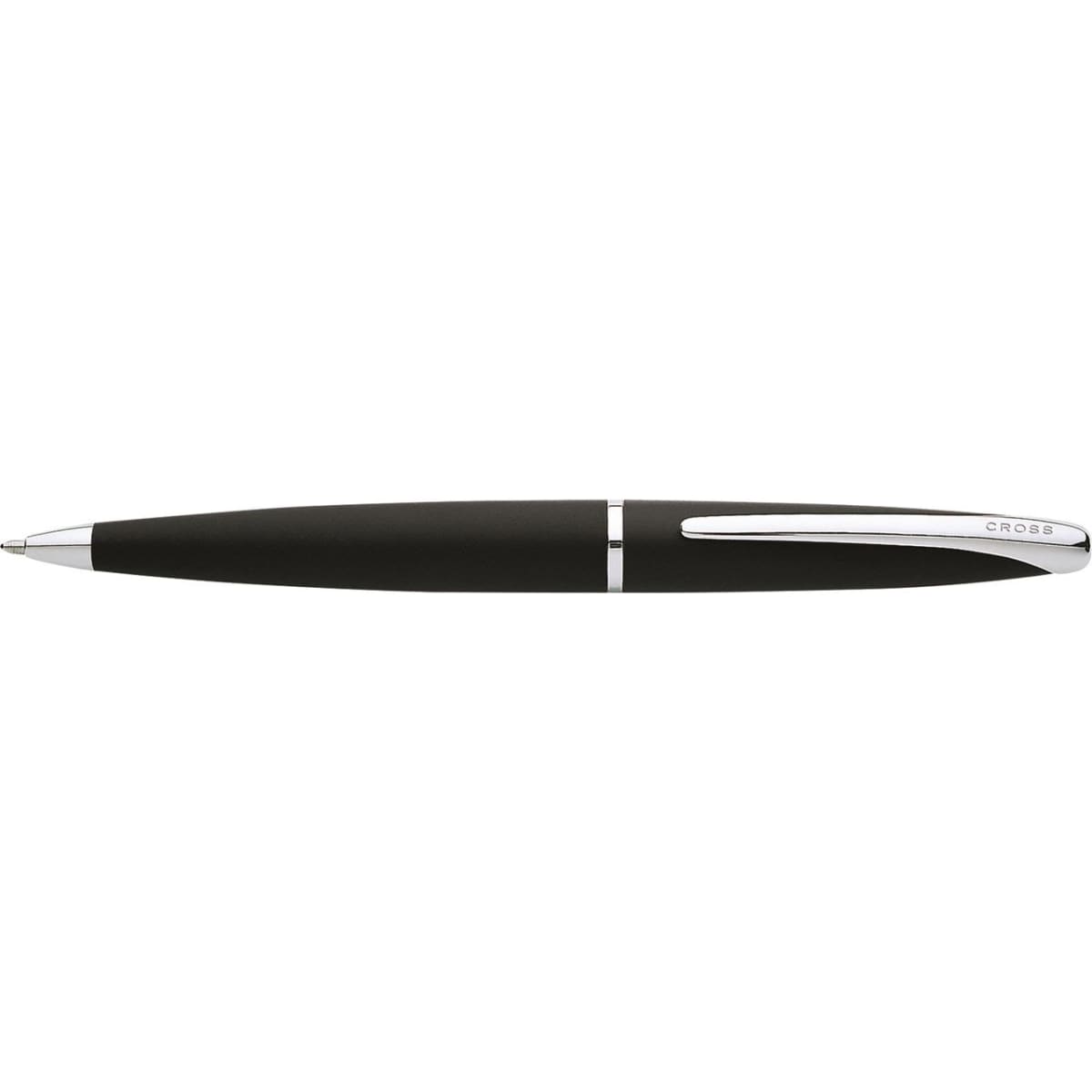 A pen in basalt black with a silver clip and branding. Smooth and sleek design, perfect for writing.