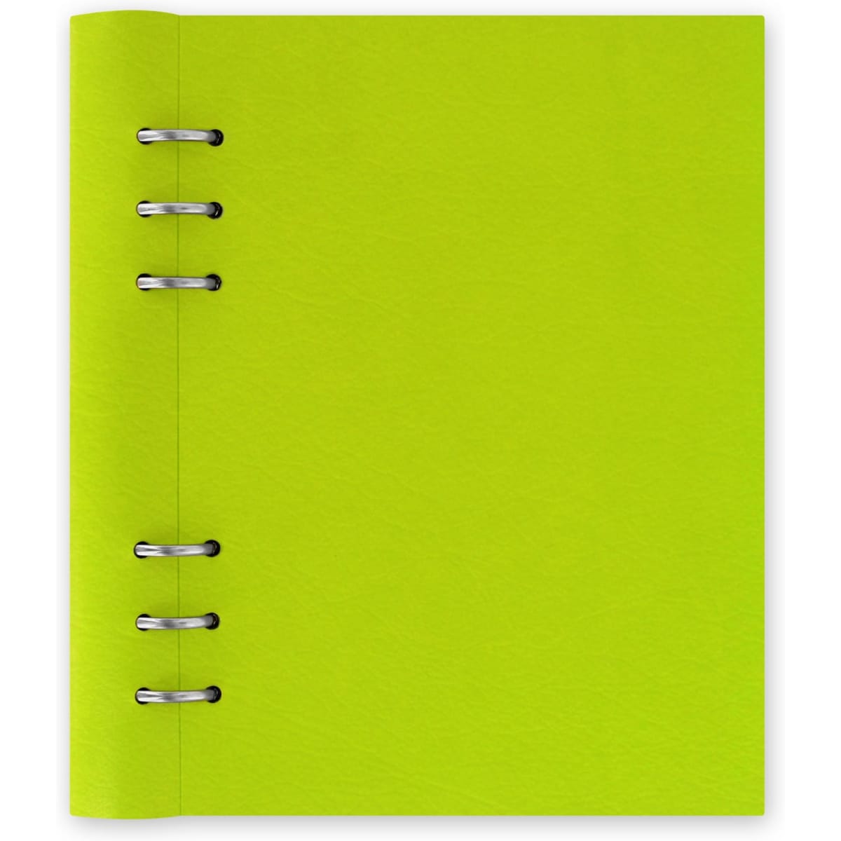 A bright green A5 clipbook with metal rings, featuring a textured cover. Ideal for office use.