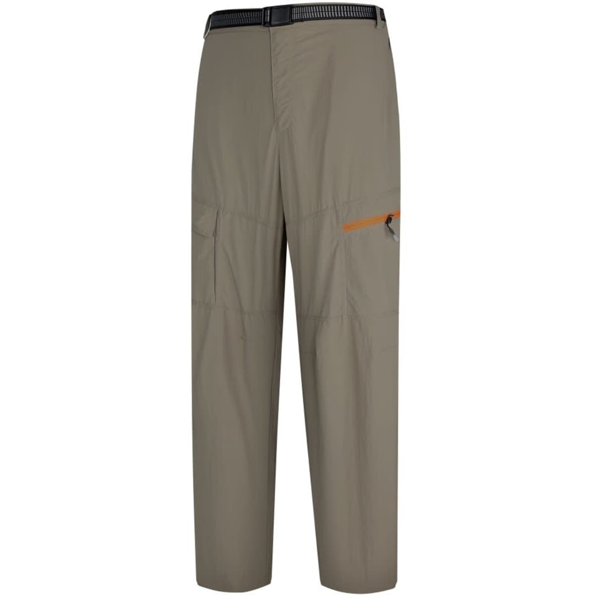 Windbreaker pants in light beige, featuring pockets and an orange zipper detail. Includes a waistband with a logo.