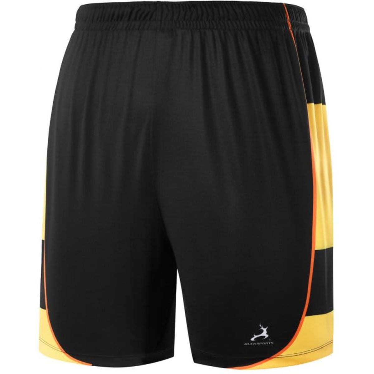 Training shorts in black with yellow and orange accents. Features an athletic fit and a logo.