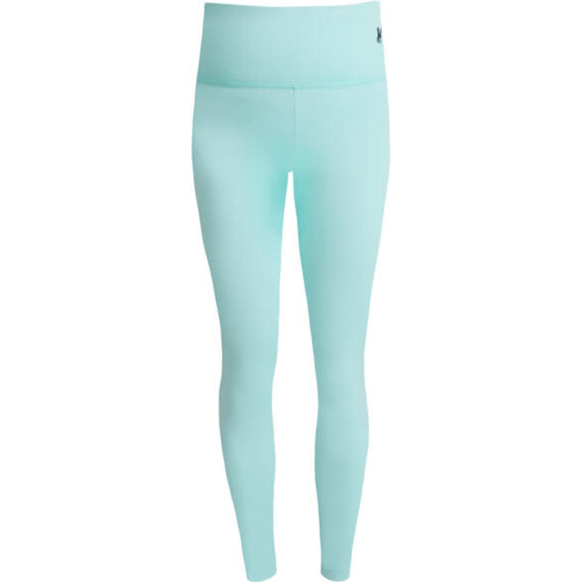 Light mint green leggings featuring a high waistband and a small logo. Suitable for activewear.