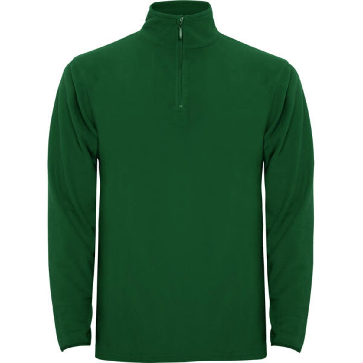 A green Himalaya Half Zip Sweatshirt featuring a high collar and a zippered neck. It has a simple, solid design.