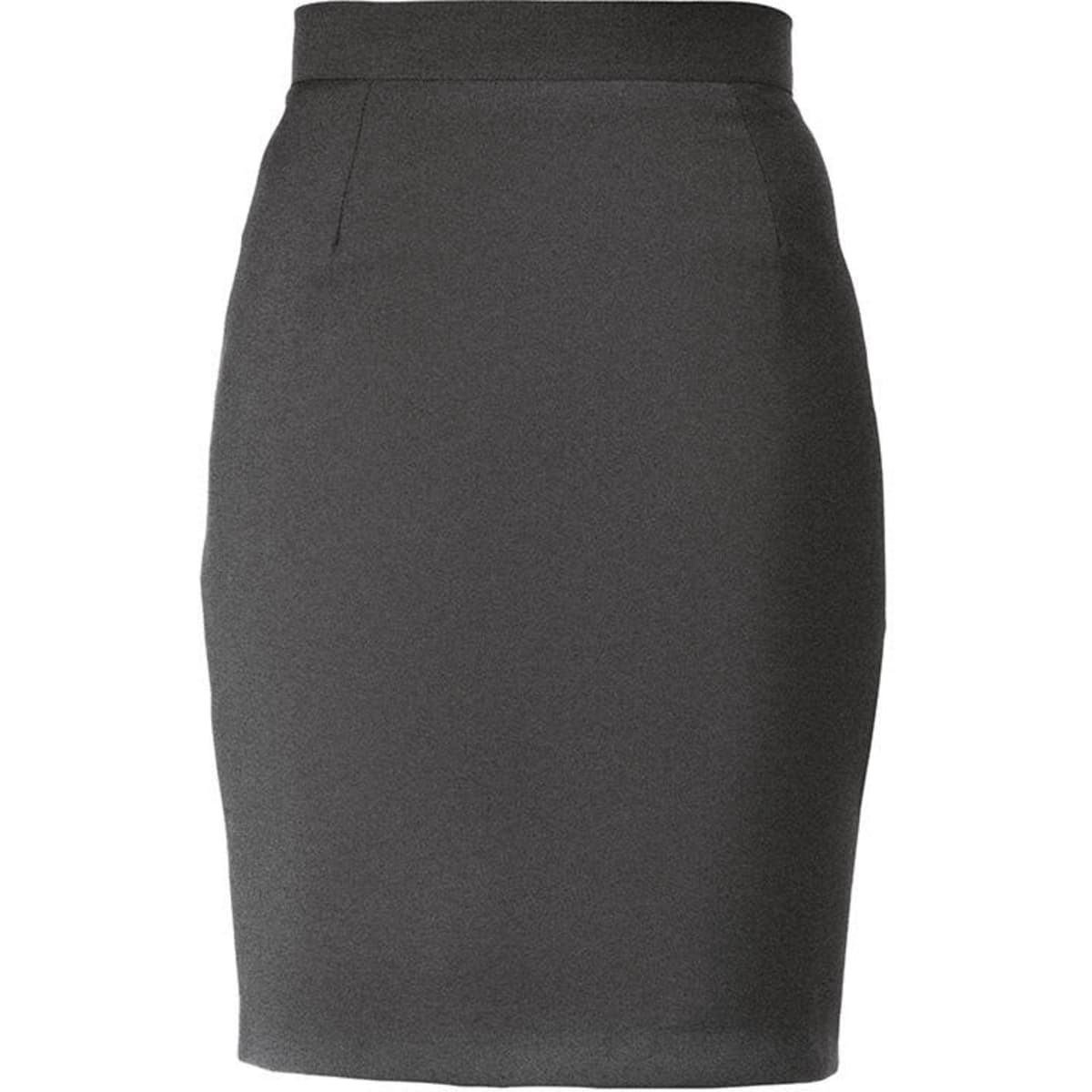 A fitted grey skirt with a sleek design and a waistband, featuring no visible logos or patterns.