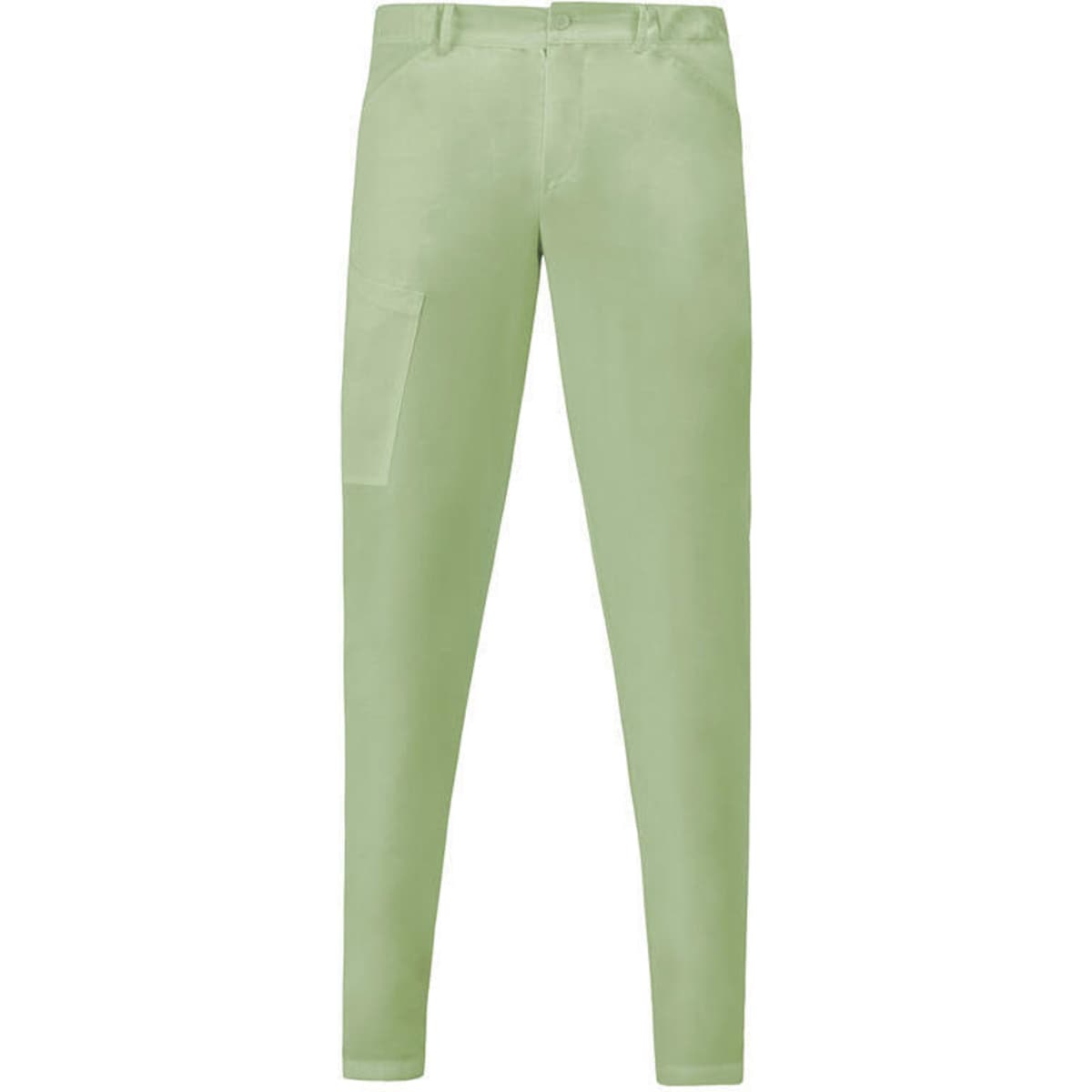 Light green Elia Pants with a slim fit and a side pocket, featuring a subtle logo on the waistband.