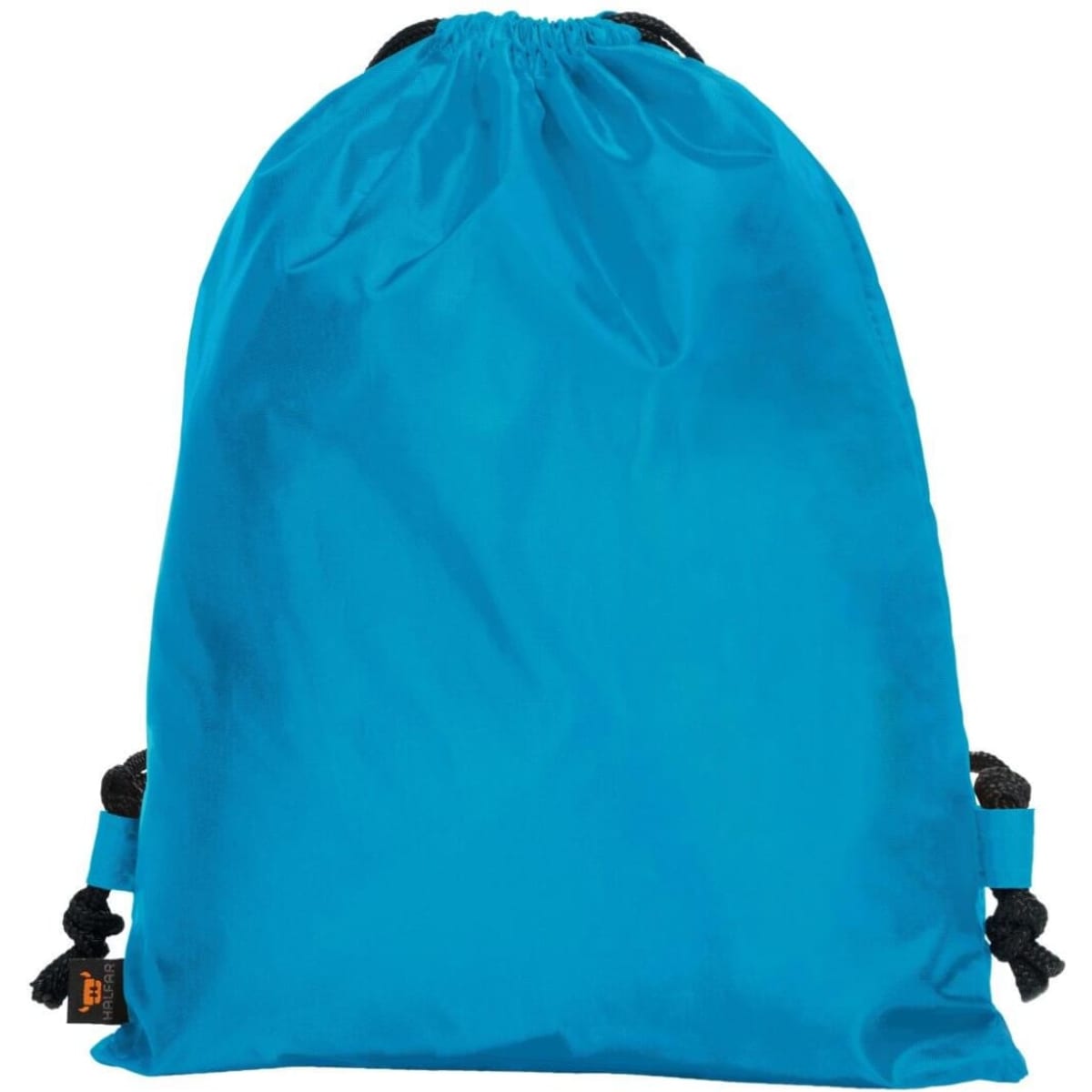 A blue Sport Taffeta Backpack featuring two black drawstring straps and a simple design.