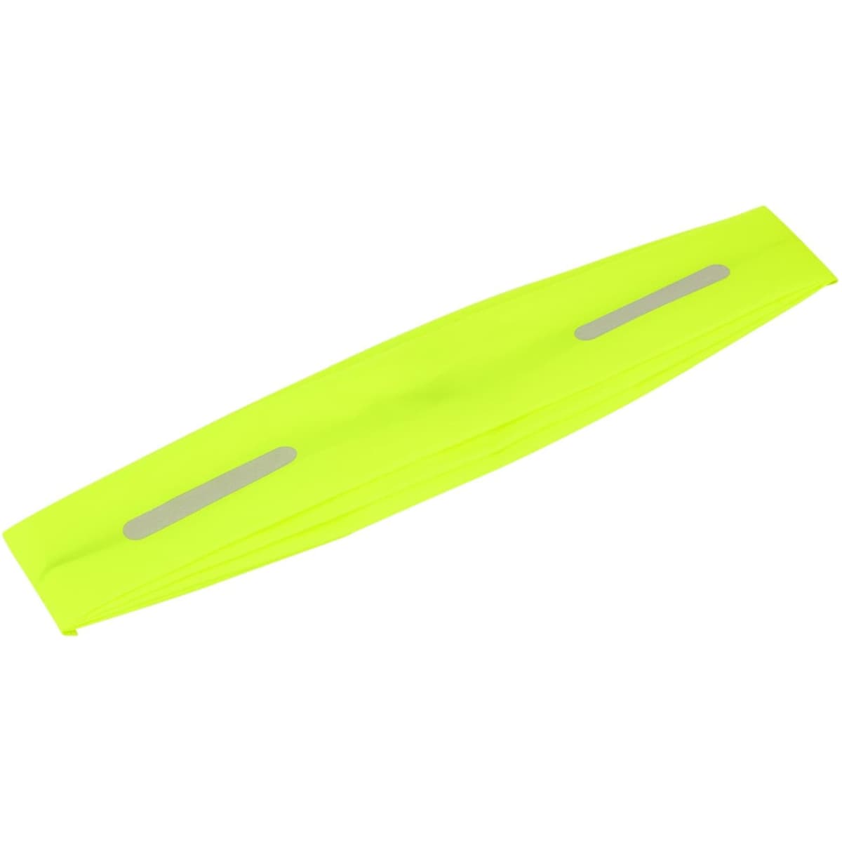 A bright yellow rain cover with reflective strips and a logo.