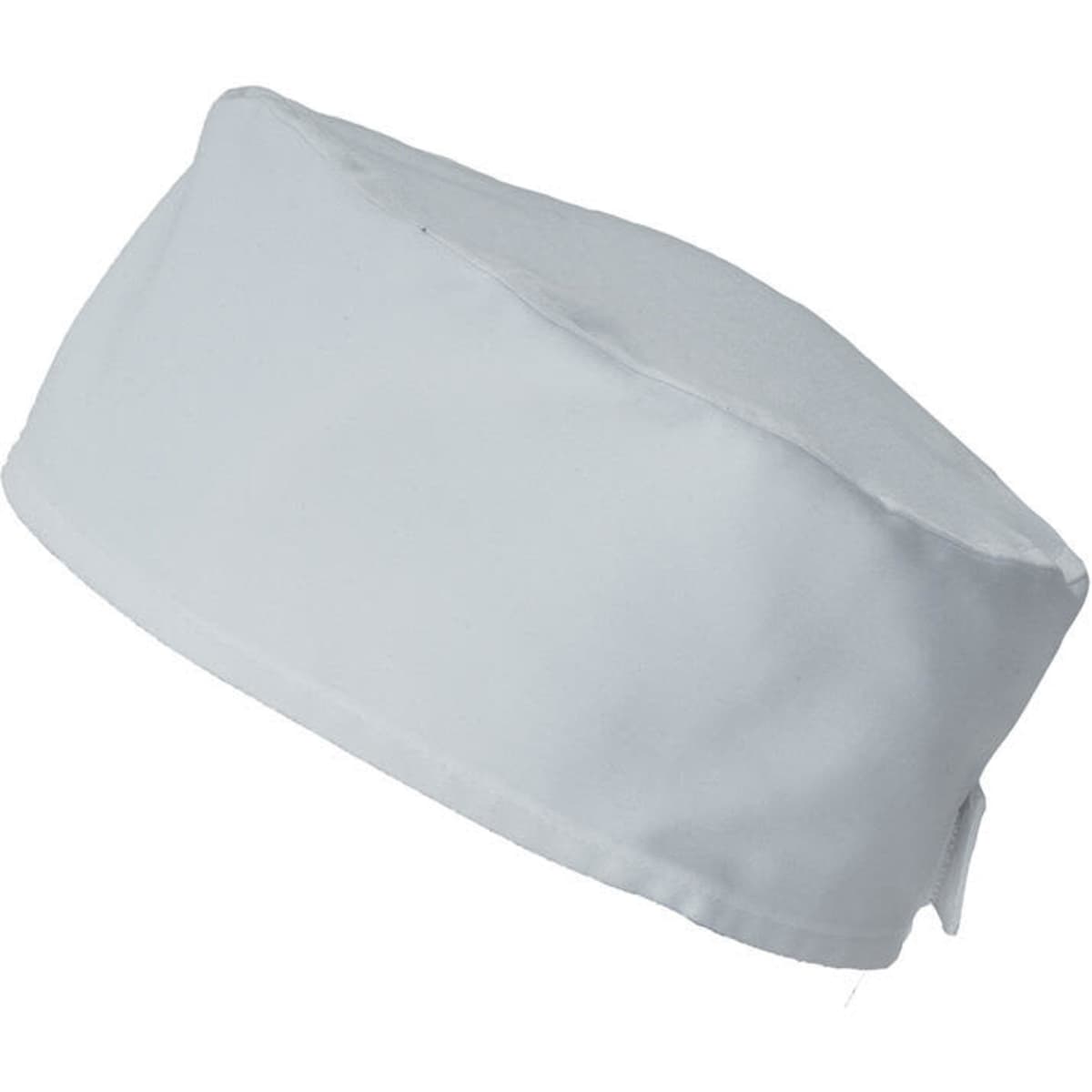 A white Tamburello hat with a rounded design, featuring a logo on the side.