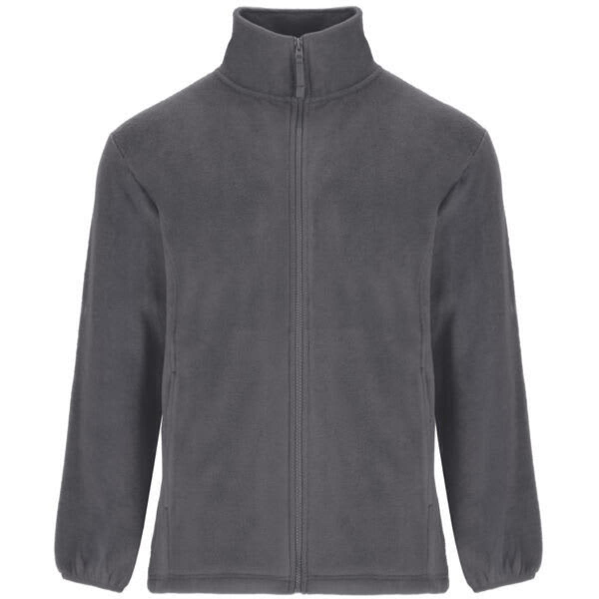 A grey Arctic fleece jacket with a high collar and full zip, featuring long sleeves and a smooth texture.
