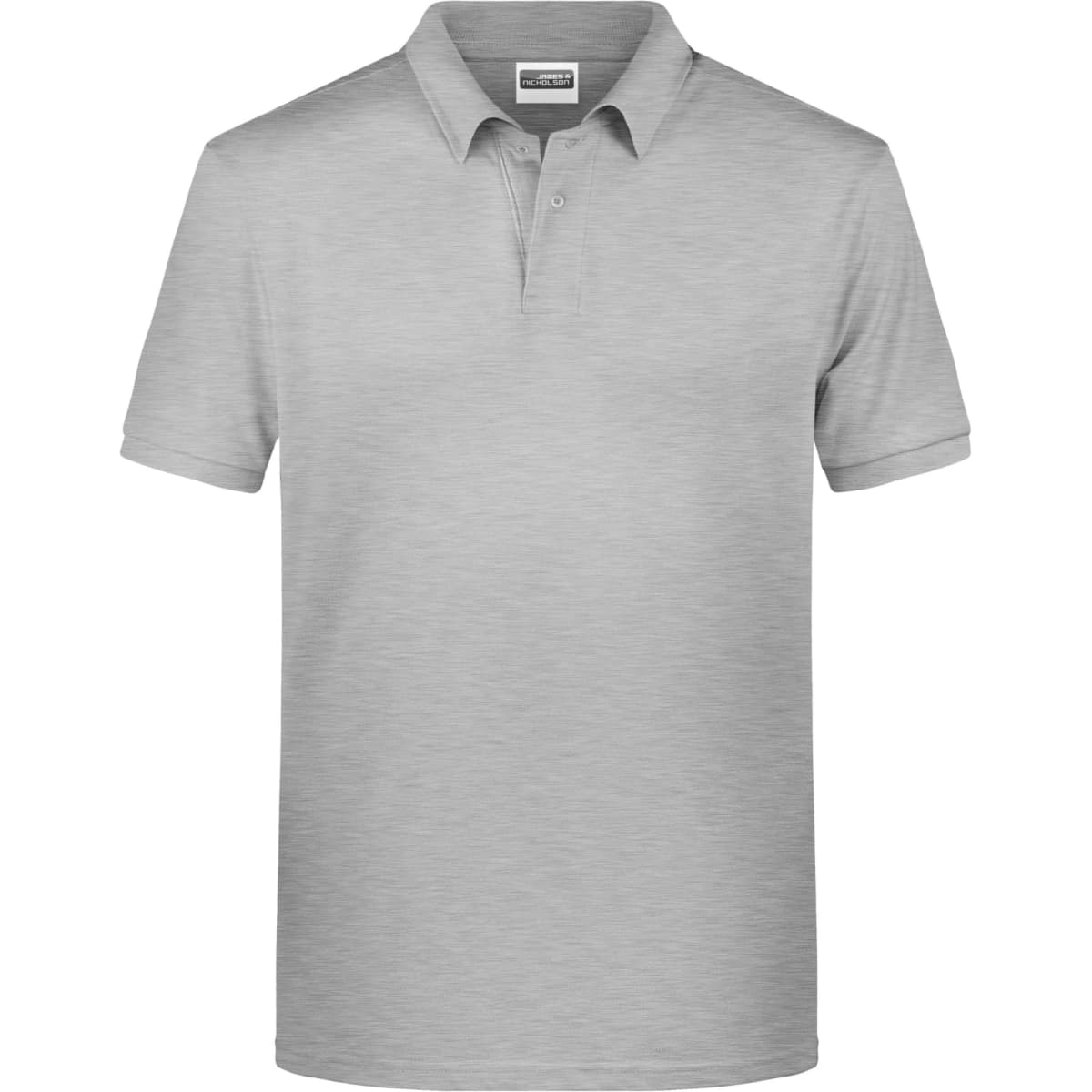 A light grey men's basic polo shirt with a classic collar and short sleeves. It features a logo on the chest.
