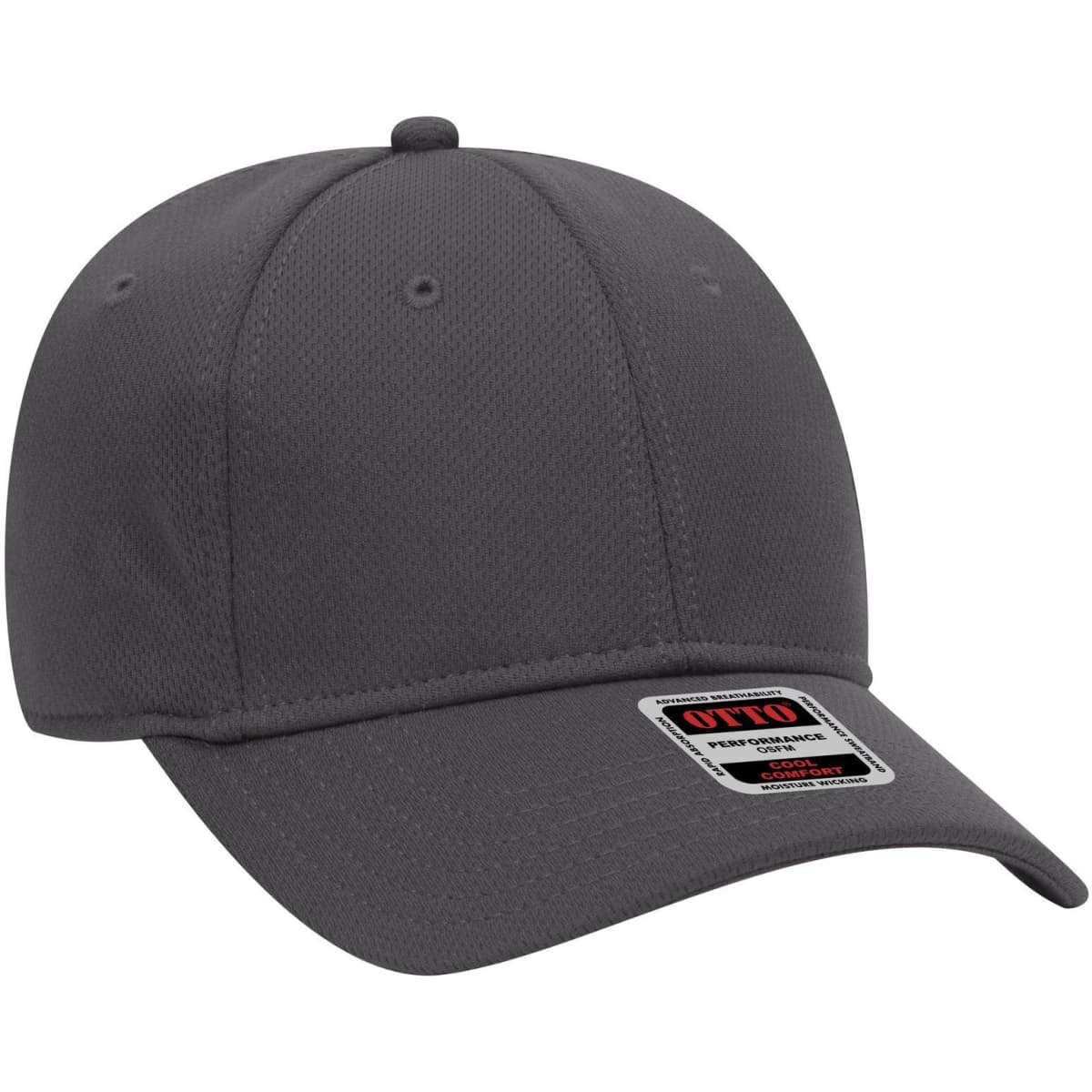 A low profile six-panel baseball cap in grey, featuring a branding logo on the front.