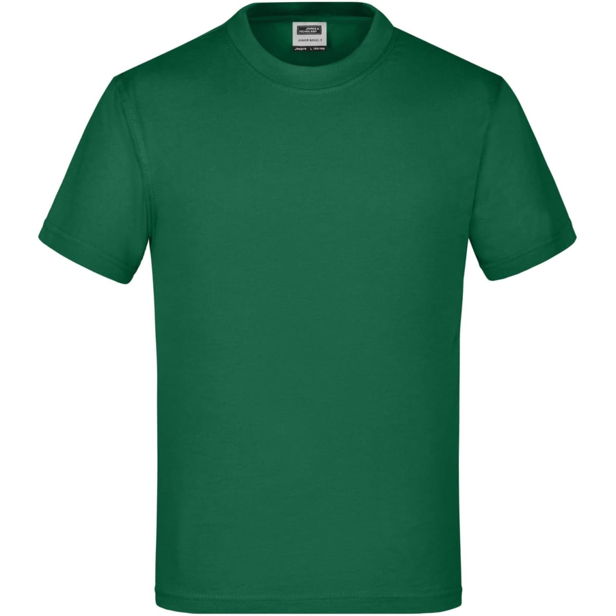 A green t-shirt with a classic crew neck style. The garment features a logo on the label.