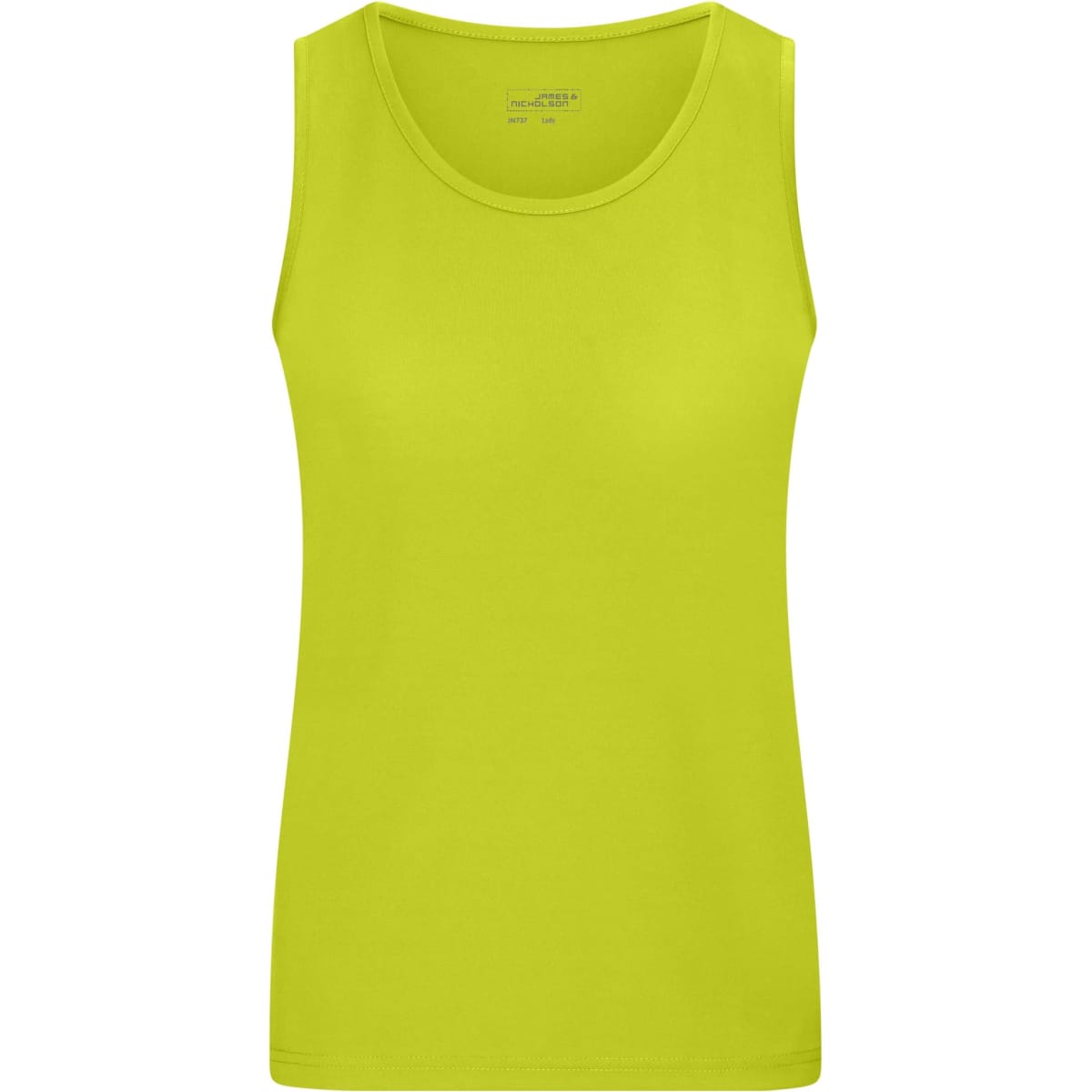 A bright yellow ladies active tank top with a classic singlet design and no visible branding.