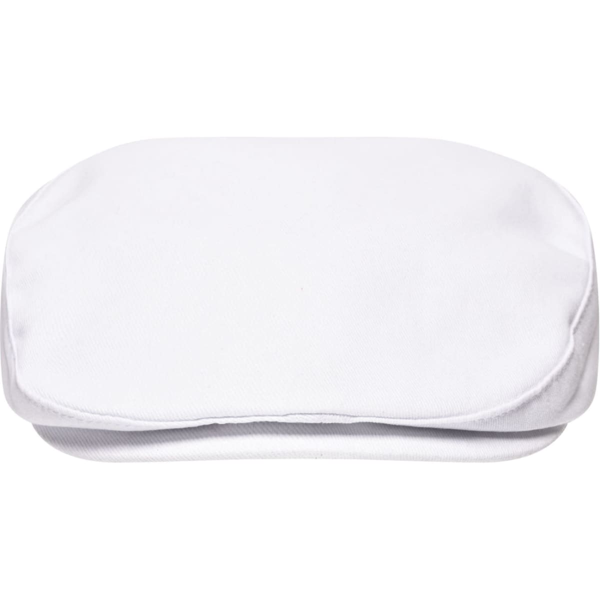 A white Cabrio Cap with a soft structure and a rounded top, featuring a branding logo.