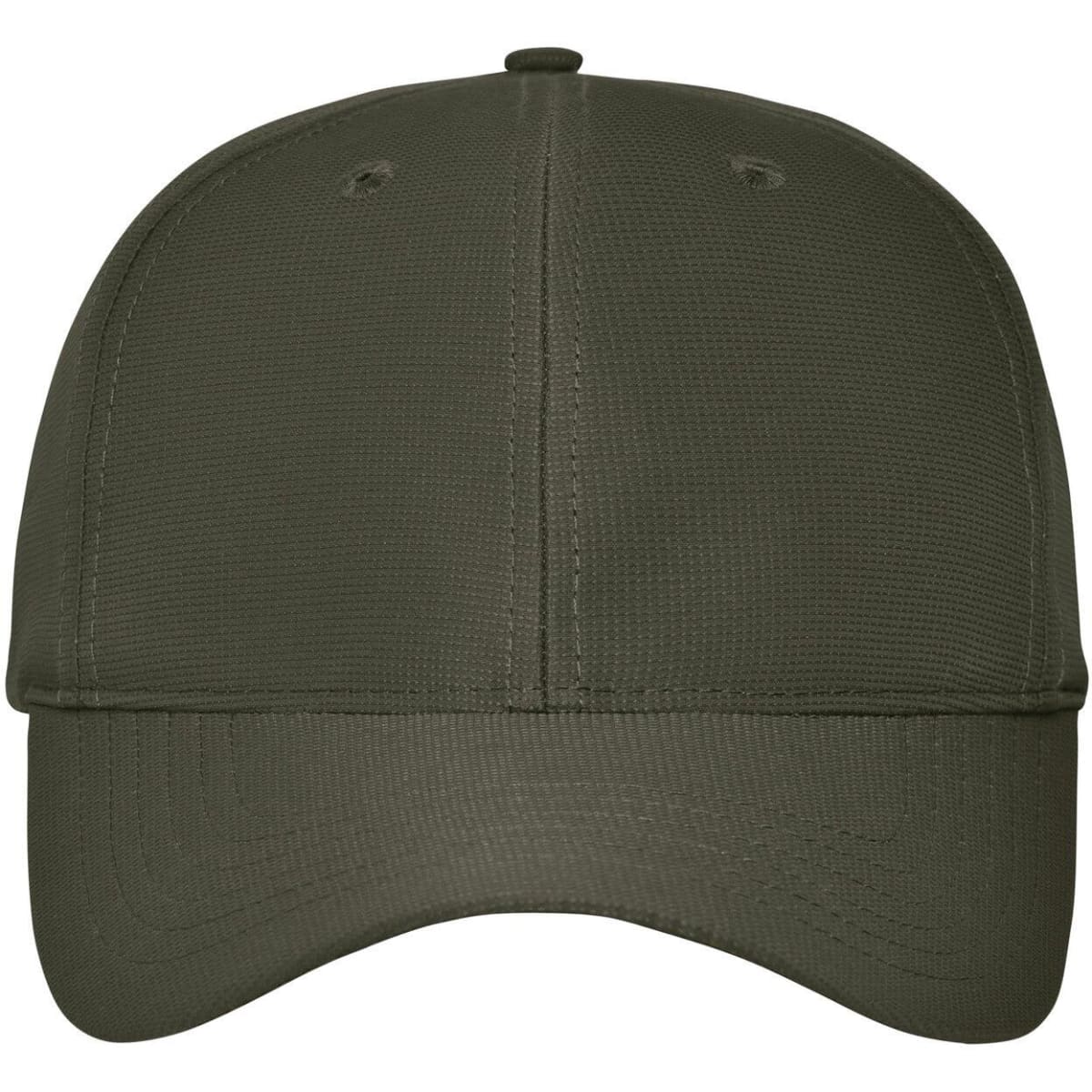 A green 6-panel workwear cap with a smooth texture and a logo on the front.