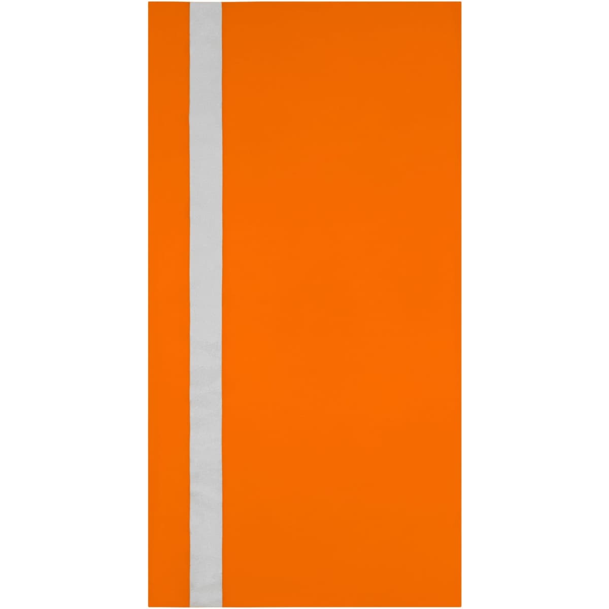An orange sunshade featuring a white stripe, designed for leisure and outdoor use, with a branding logo.