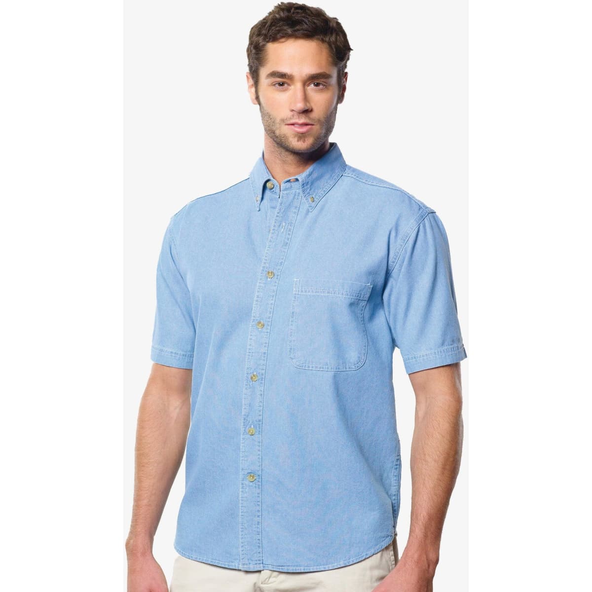 Short Sleeve Cotton Denim Shirt
