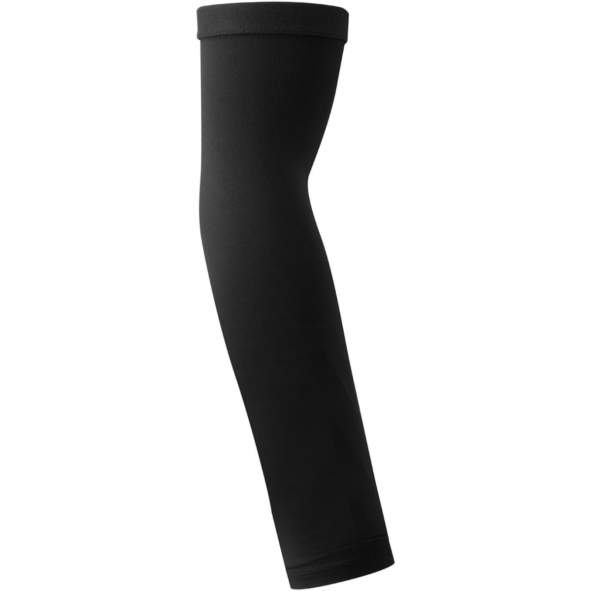 A black compression arm sleeve, designed to fit snugly on the arm, featuring a smooth texture and a seamless design.