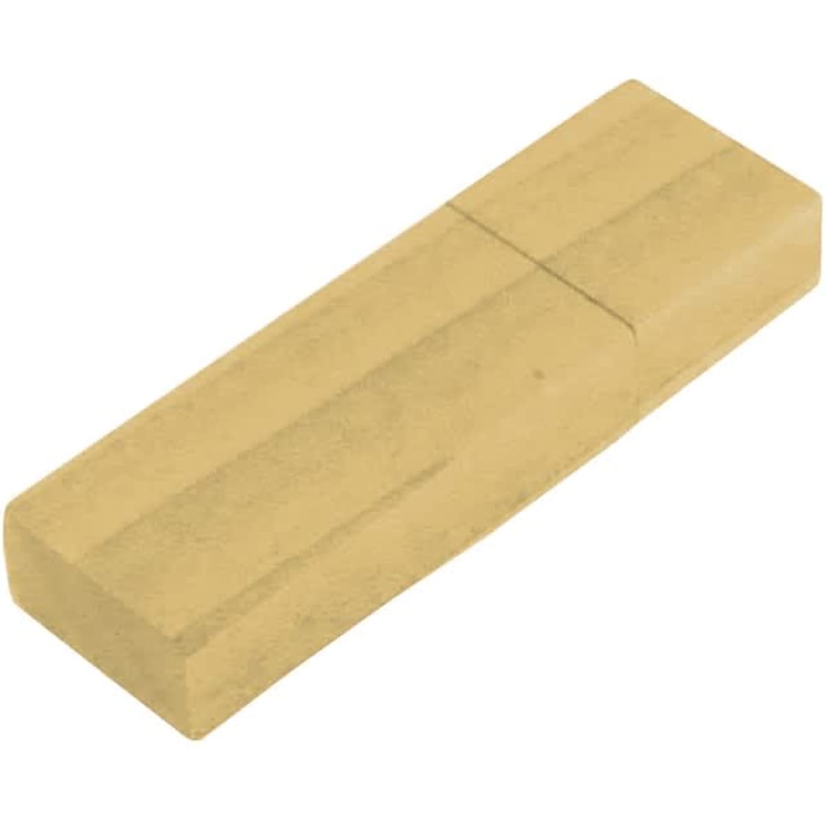 A slim bamboo flash drive in a natural beige colour with a simple rectangular design and a logo.