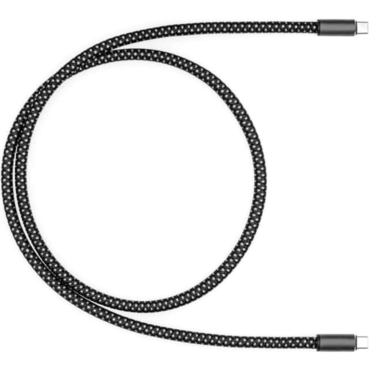 A black 60W fast charge cable with a braided design, featuring USB type-C connectors on both ends.