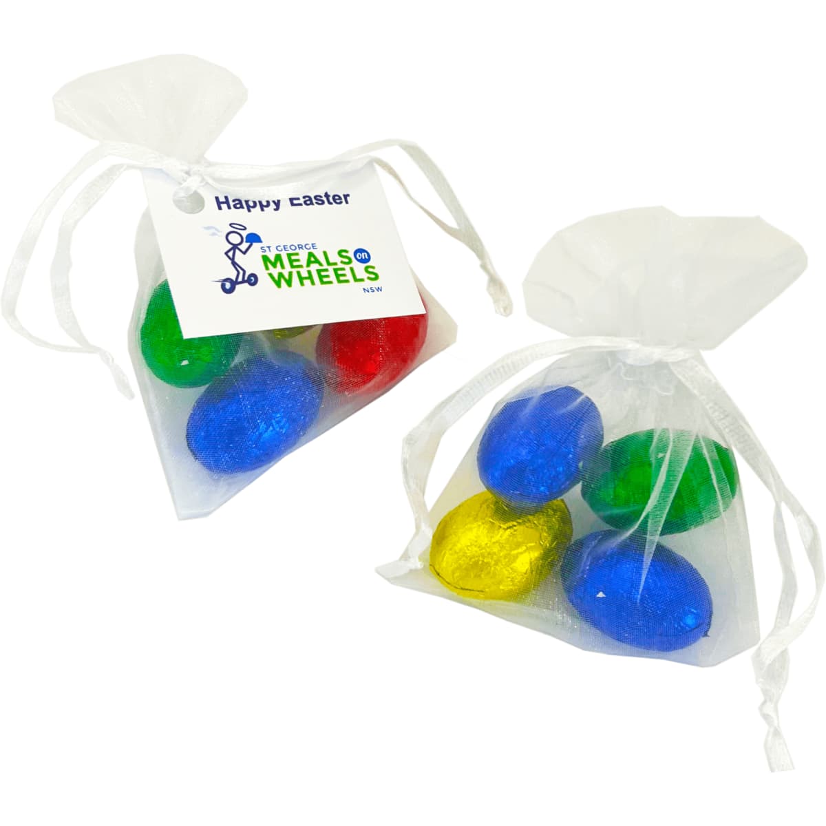Mini Solid Easter Eggs in Organza Bag x4