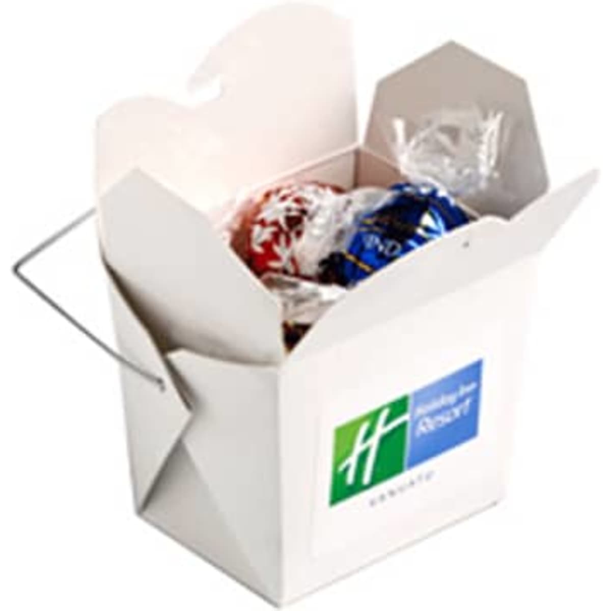 White Cardboard Noodle Box with Lindor Lindt Balls x5