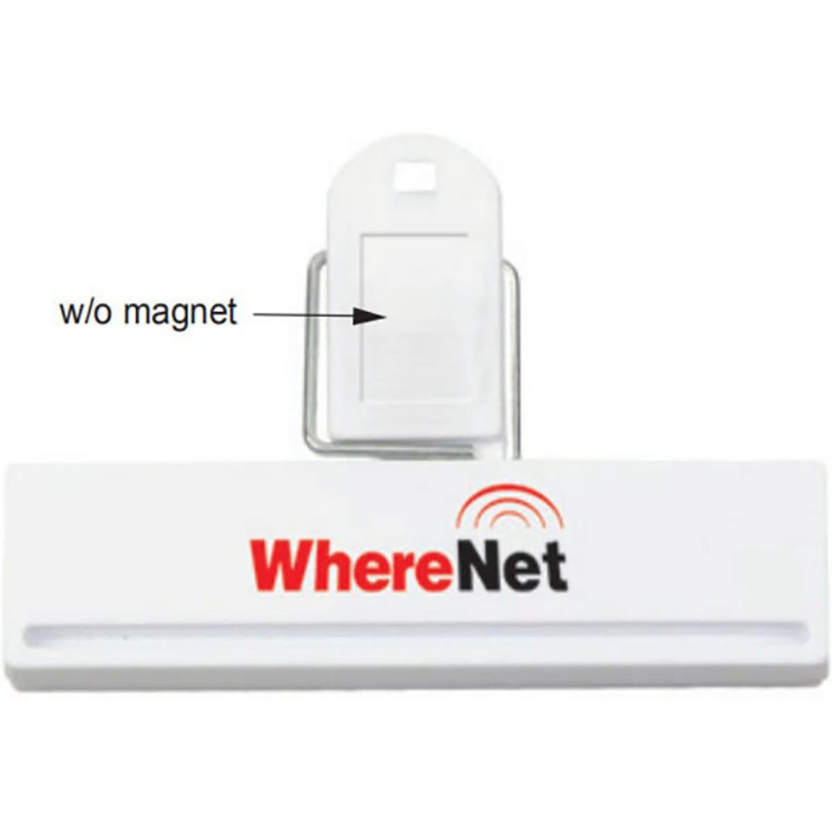 A white clipboard with a silver clip and a logo, featuring a design suitable for office use.
