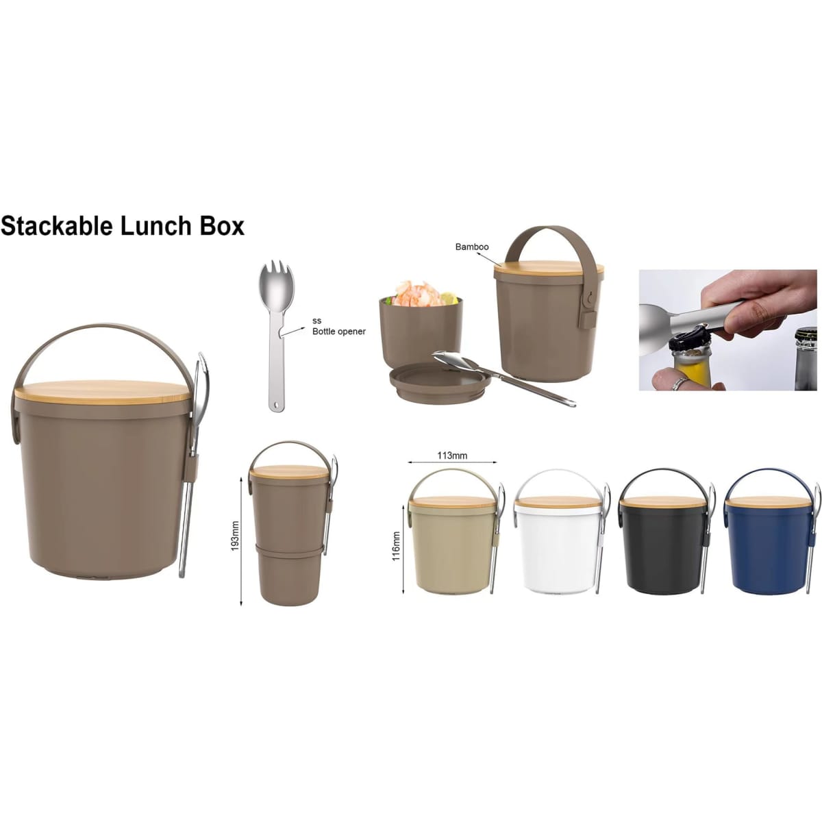 Lunch box With Fork And Bamboo Lid