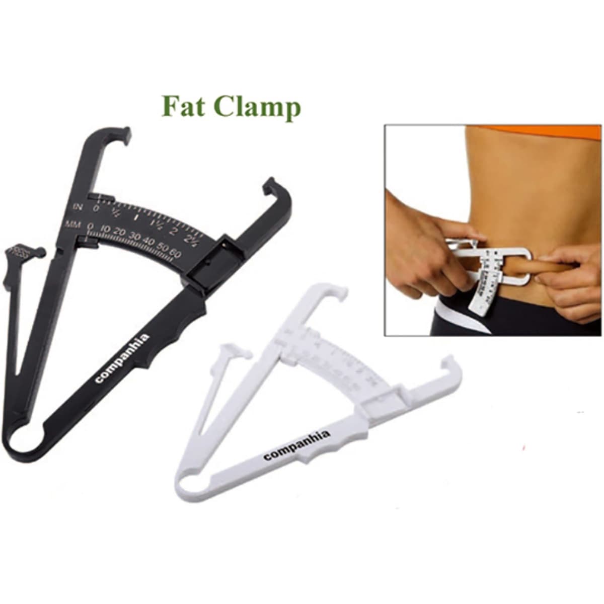 A Fat Clip with a black and a white version displayed, featuring measurement markings and a logo.