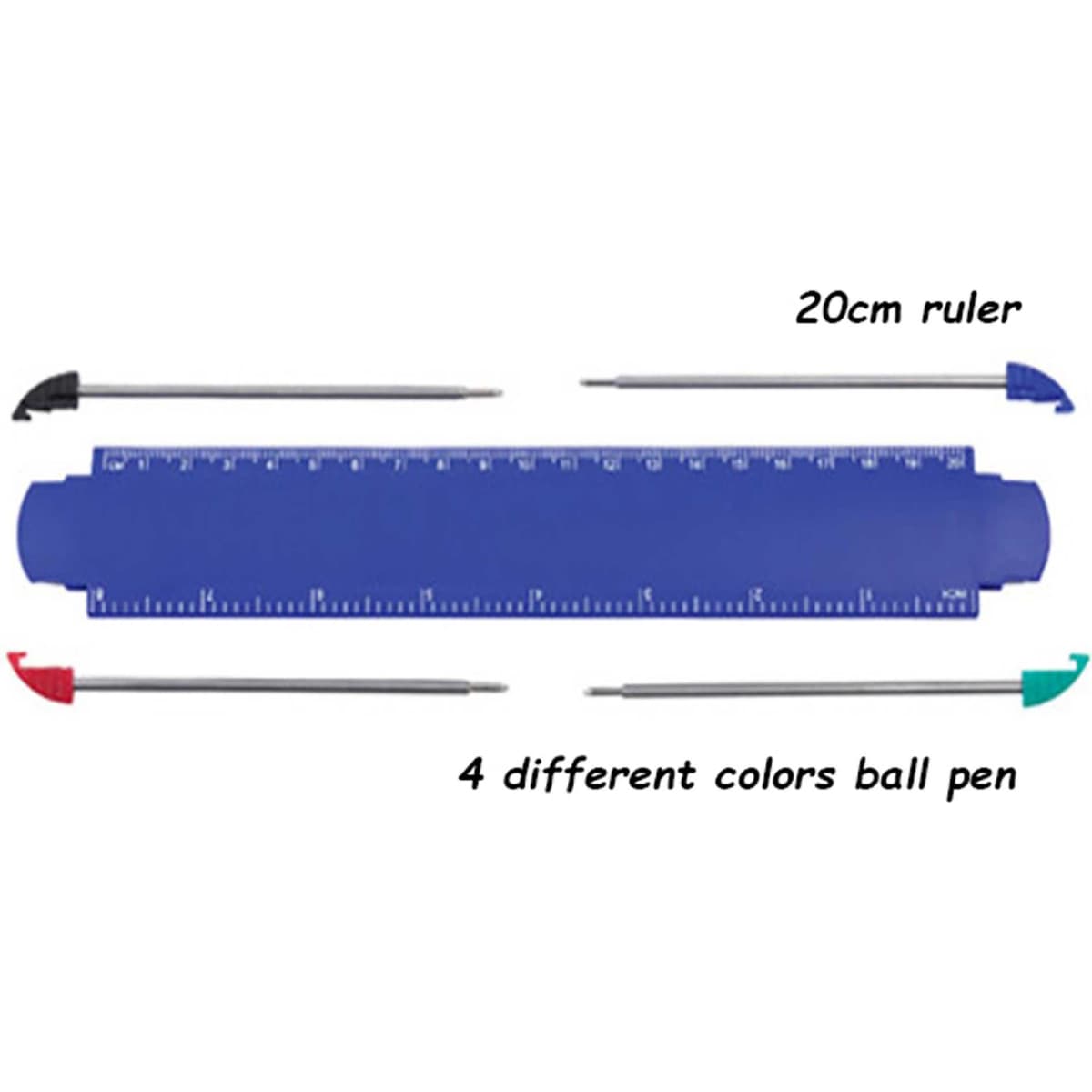 Ruler with 4pcs Ball Pen