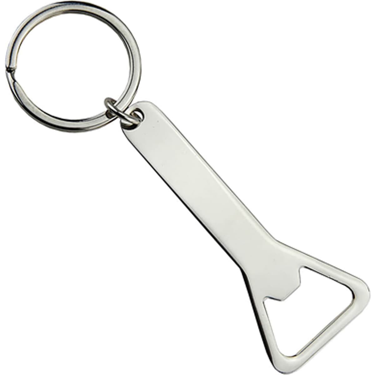 A drink bottle opener key ring in a silver finish, featuring a simple design and a keyring attachment.