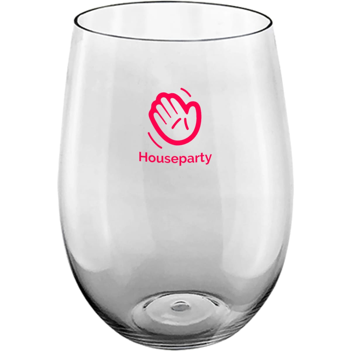 A drink bottle made of clear plastic, featuring a logo and a rounded shape, ideal for casual use.
