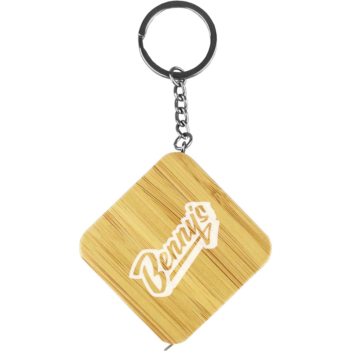 Bamboo Tape Measure Key Ring