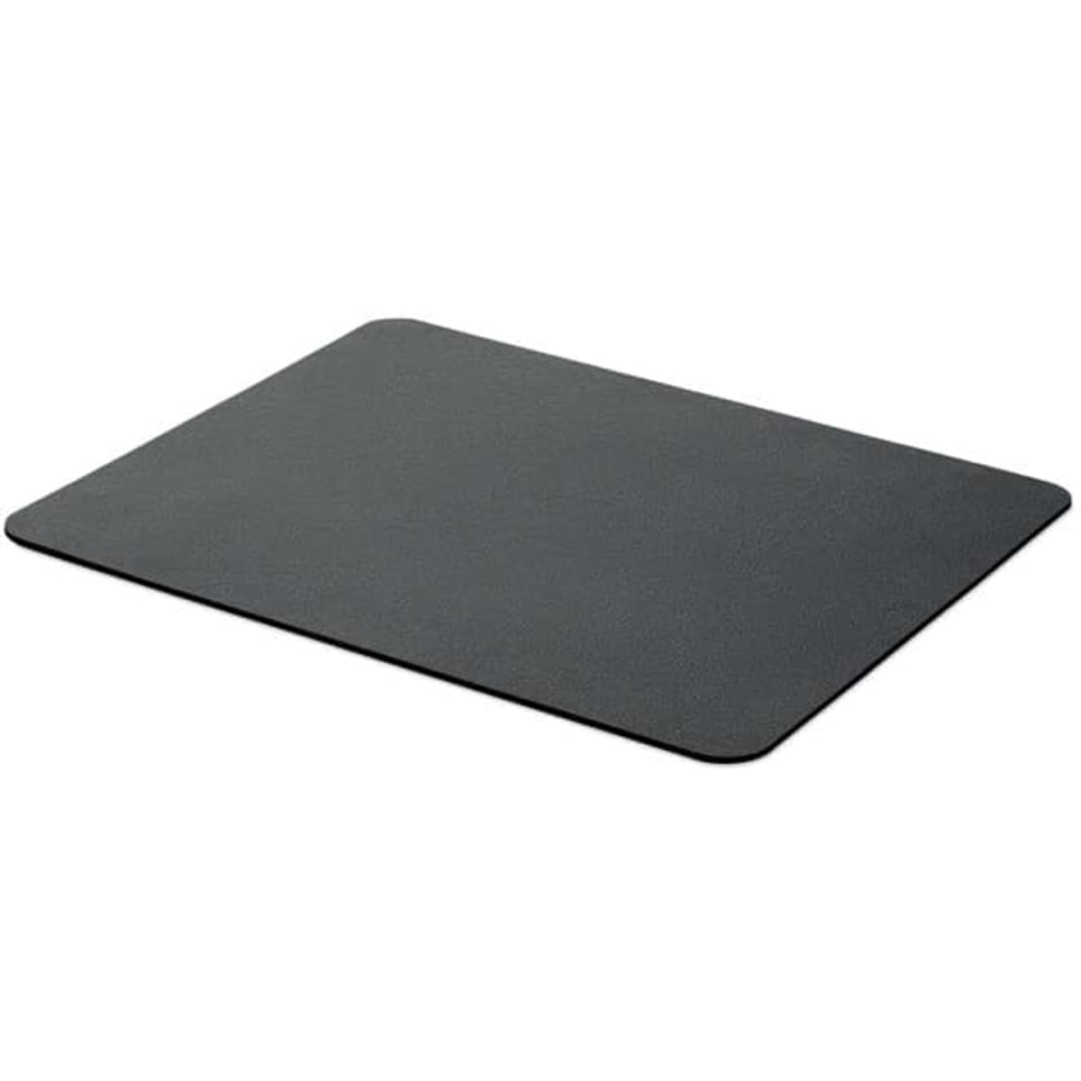 A black desk mat with a smooth surface, featuring no logos or branding.